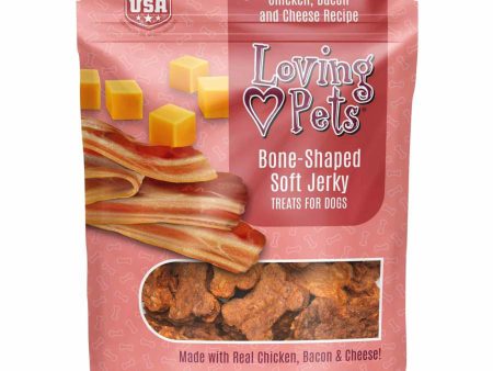 Loving Pets Bone-Shaped Soft Jerky Dog Treat Chicken, Bacon & Cheese 1ea 6 oz For Sale