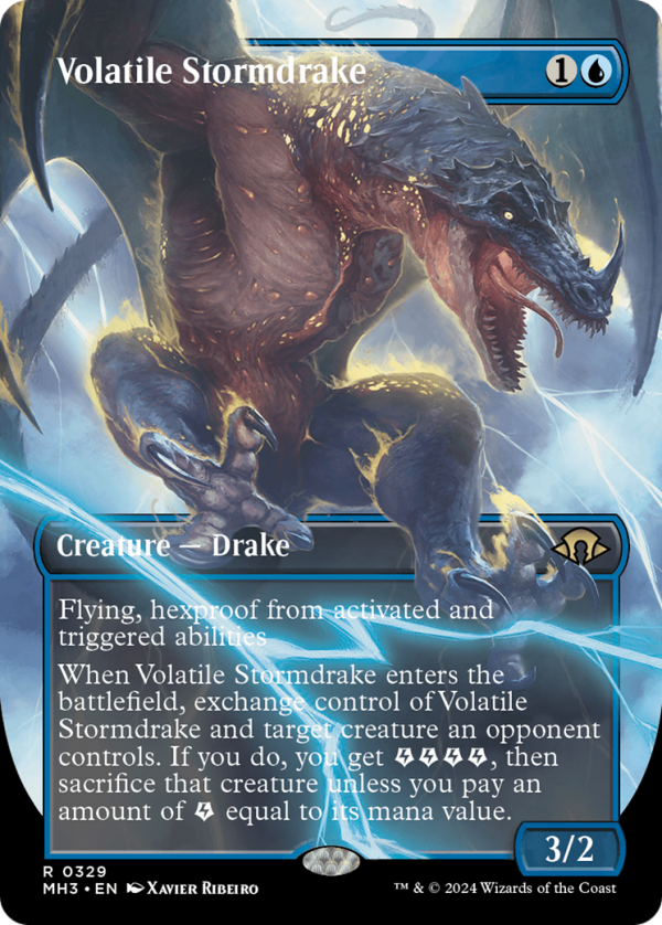 Volatile Stormdrake (Borderless) [Modern Horizons 3] Supply