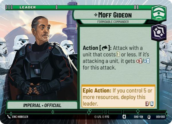 Moff Gideon - Formidable Commander (Hyperspace) (Prerelease Promos) (001 002) [Shadows of the Galaxy Promos] Sale